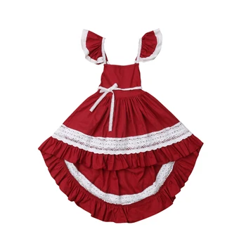 

Lovely Kids Dresses For Girls Sleeveless Mini Dress Wedding Party Clothes Ruffle Lace Children Dresses Princess Party Dress 1-6Y