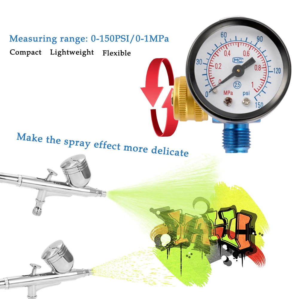 

Air Pressure Regulator Paint Airbrush Spray Machine Adjustment Gauge Pressure Regulating Valve Pneumatic Tool Accessory
