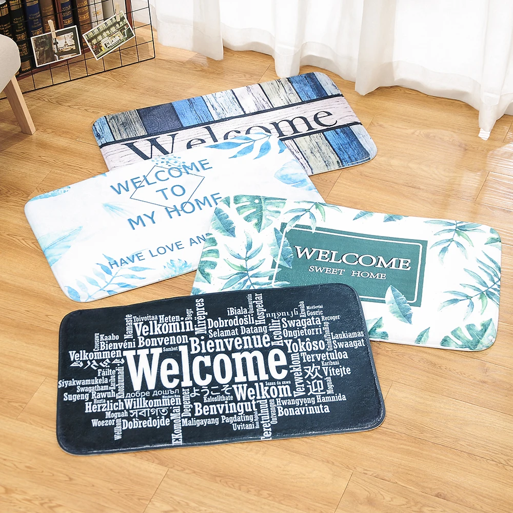 

Durable Carpet Doormat Mat Bath Rug WELCOME Print Non-Slip Doormat Welcome Floor Mats Carpet Household Essential