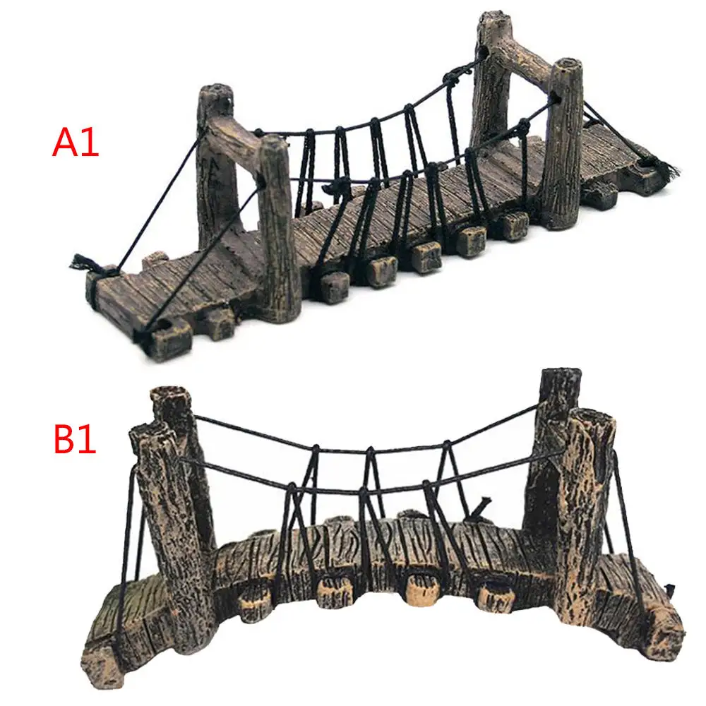

Resin Curved Straight rope bridge Fish Tank Ornament Aquarium bridge Landscaping