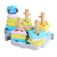 Деревянный мультфильм в форме слона игрушечные наборы столбцов мудрость детские ранние обучающая игрушка для детей родитель-ребенок интерактивная игра
