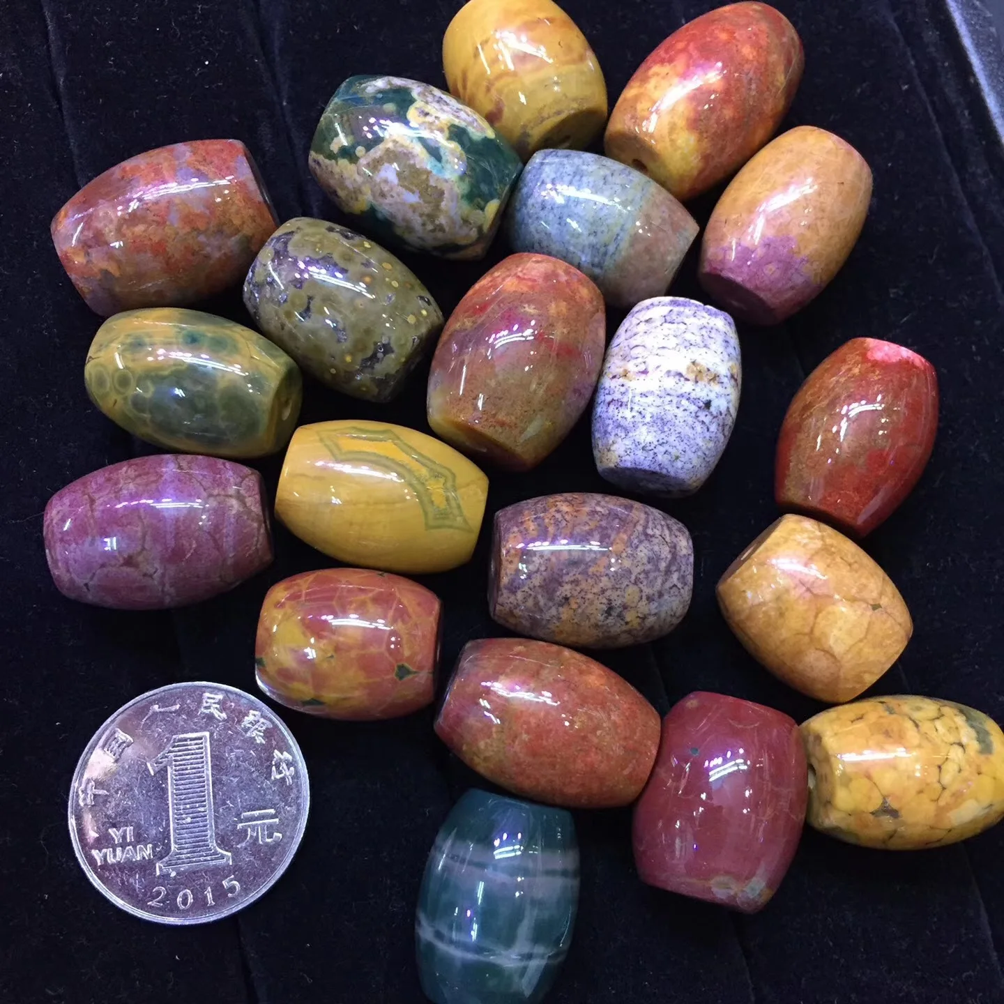 

Natural ocean stone jasper sky eye transfer beads rich