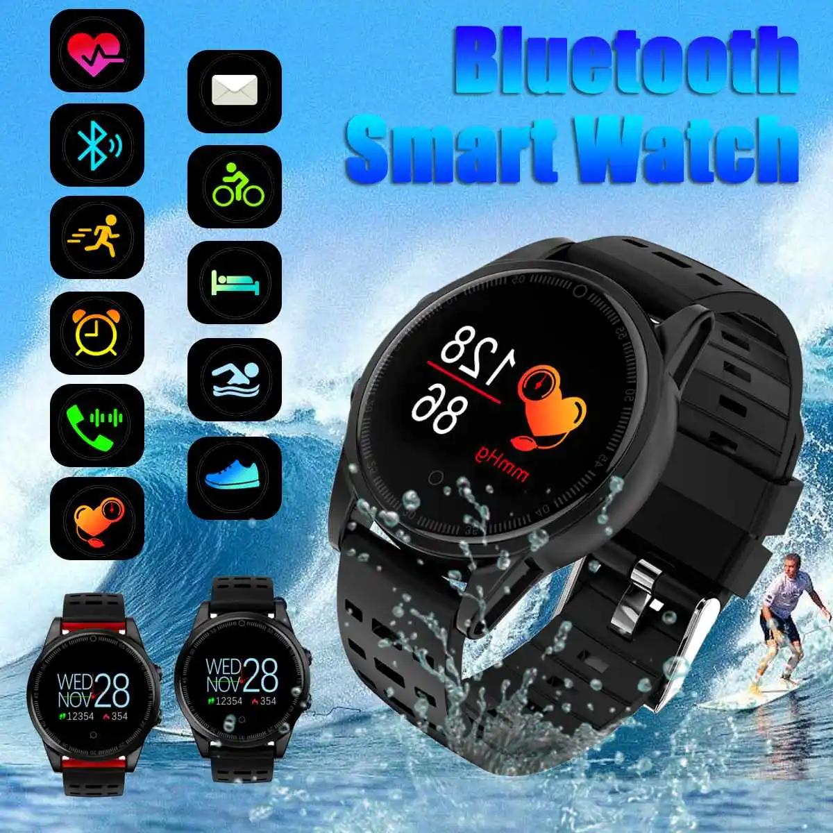 

Smart Watch Sports Bracelet Waterproof Sports bluetooth For IOS for iPhone Android for Samsung Alarm Pedometer Message Reminder