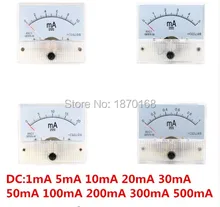 DC Analógica Atual Medidor de Painel 1MA/5MA/10MA/20MA/30MA/50MA/100MA/200MA /300MA/500mA AMP Medidor Atual Amperímetros Mecânica 85C1