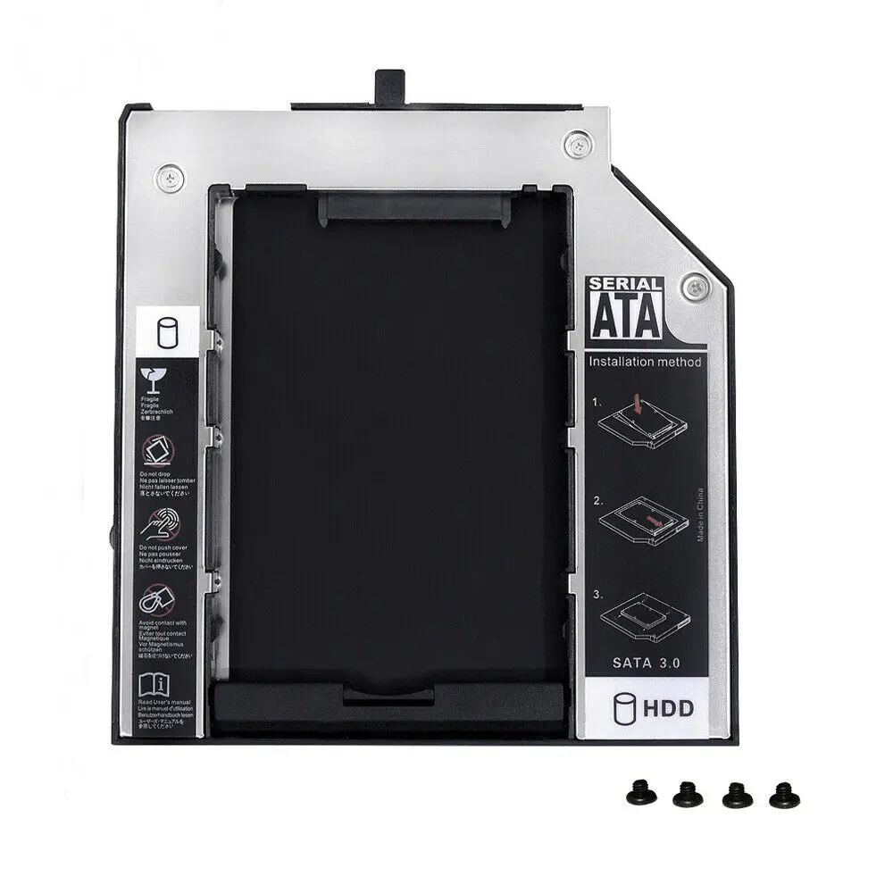 

For IBM for Lenovo ThinkPad T510 T520 T530 T420 T430 Aluminum 12.7mm 2nd HDD Caddy SATA 3.0 2.5" SSD Case Enclosure