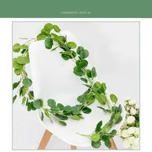 Свадебные украшения из искусственного ротанга, искусственные листья эвкалипта, зеленые искусственные листья растений, круглые настенные украшения