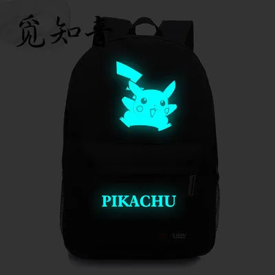 

2019 Creative Pokemen Gengar Pikachu Backpack Anime Luminous Printing School Bag For Teenagers Cartoon Travel Bags