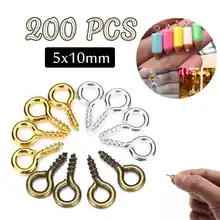 200 шт./лот, 5*10 мм, винтовые булавки для подвесок, железные крючки для глаз, застежки, подходят для просверленных бусин, сделай сам, для изготовления ювелирных изделий, 3 цвета