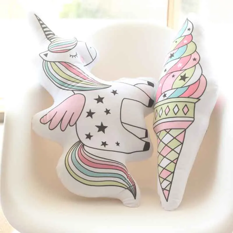 Мягкая плюшевая подушка Kawaii в виде единорога мягкая кошки животных для маленьких