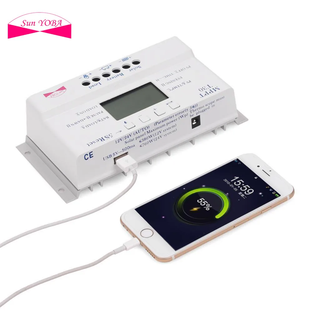 

Easy operation interface Streetlight Three-time Solar Charge Controller with USB LCD Display Charger Controller
