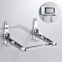 Dikker Versie Rvs Magnetron Plank Muur Gemonteerde Keuken Plank Intrekbare Beugel Oven Rack flexibele vouwen(China)
