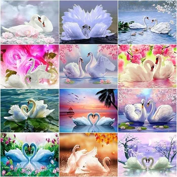 

AZQSD Diamond Painting Swan Animal DIY Diamond Mosaic Full Square Handmade Gift Diamond Embroidery Rhinestone Home Decoration