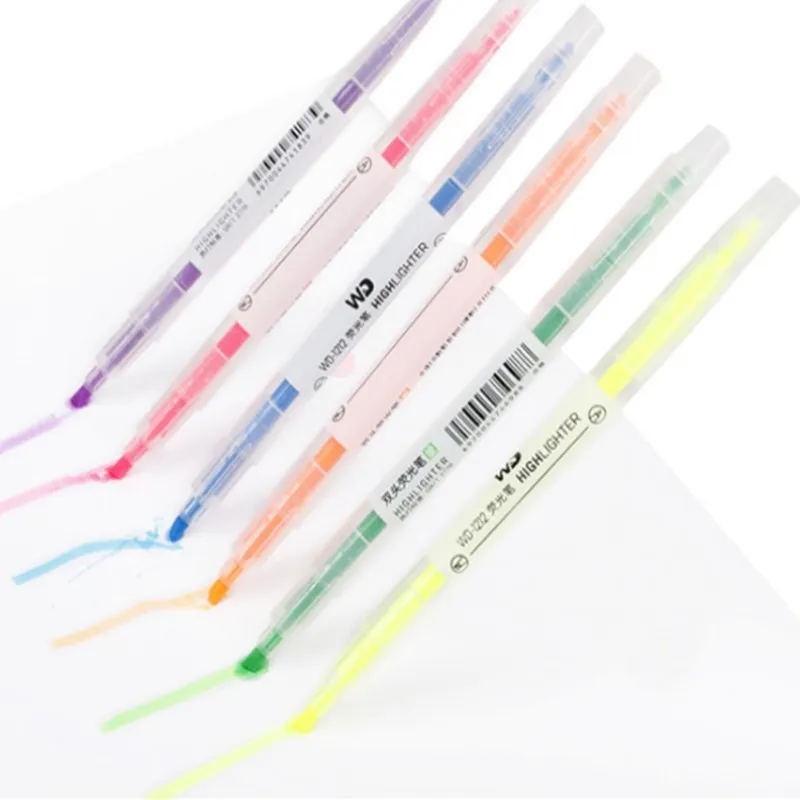 

3/6 PCS Double Head Highlighter Pen Pastel Fluorescent Marker Pens Fineliner Brush Drawing School Stationary Supplies 04439