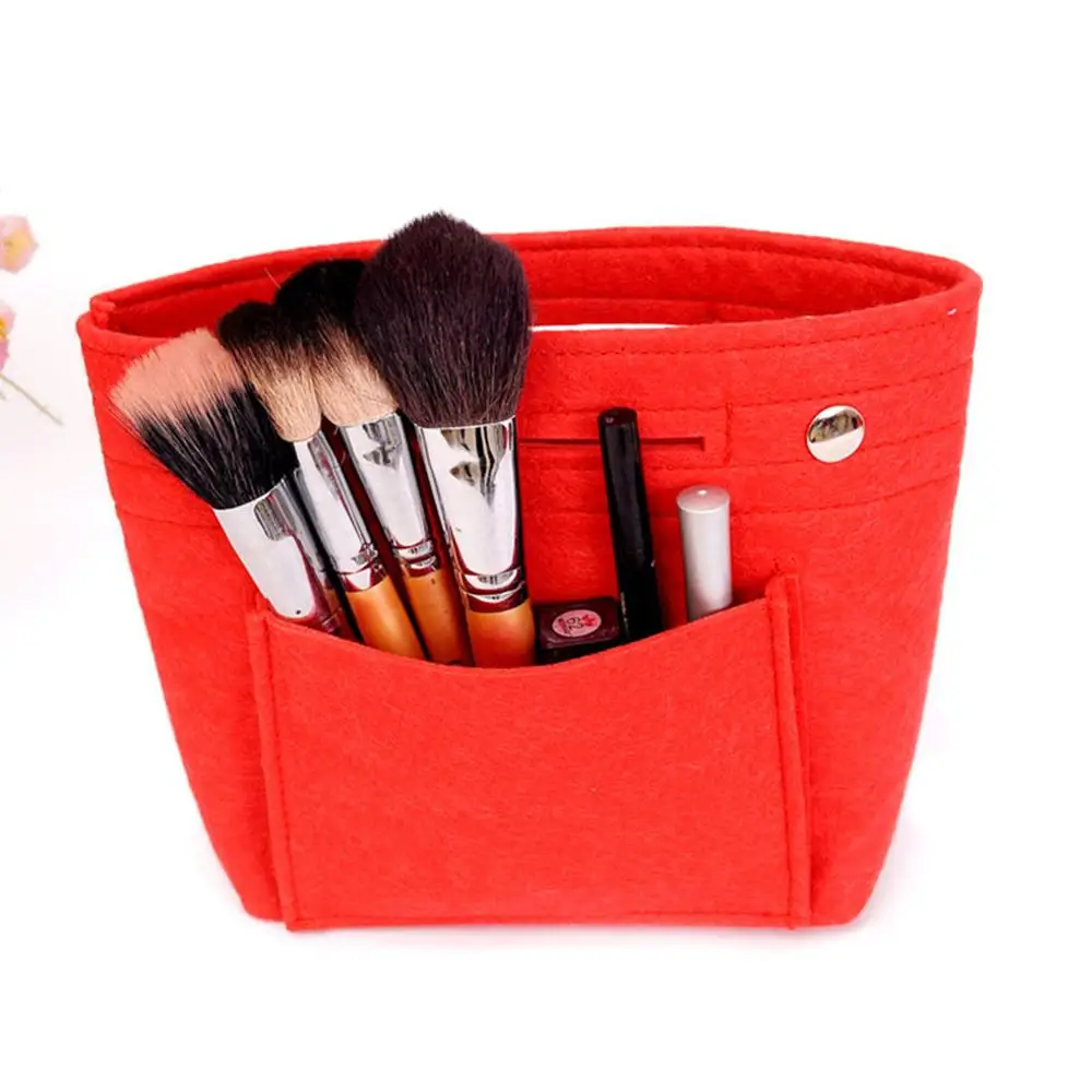 Women Portable Travel Organizer Cosmetic Bag Felt Cloth Insert Storage...
