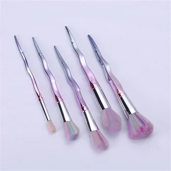 

Beauty 5pcs Makeup Brushes Set Rainbow Hair Cosmetic Foundation Eyshadow Blusher Powder Blending Brush Tools Kits