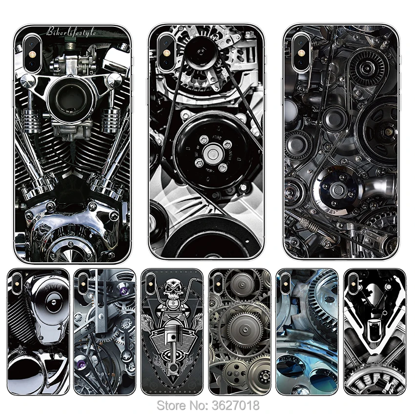 

YAZHYUJE Silicone Case for iphone 6 6s 7 8 plus 5 5s SE X XS max XR Case Mechanical Patterned Black Soft TPU Mobile Phone case
