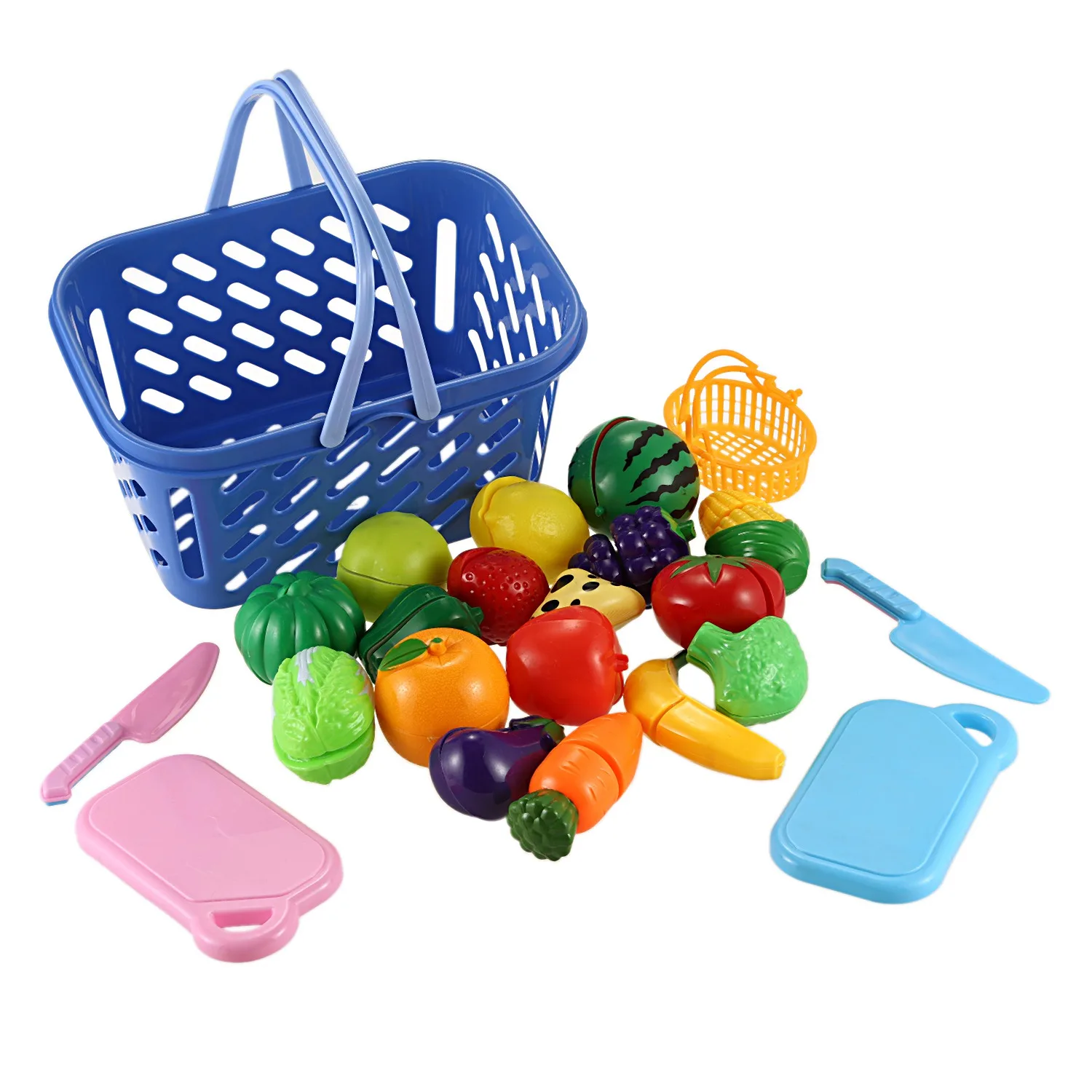 

Super durable healthy fruit and vegetable basket pretend to play with toys kitchen food educational toy knife, cutting board s