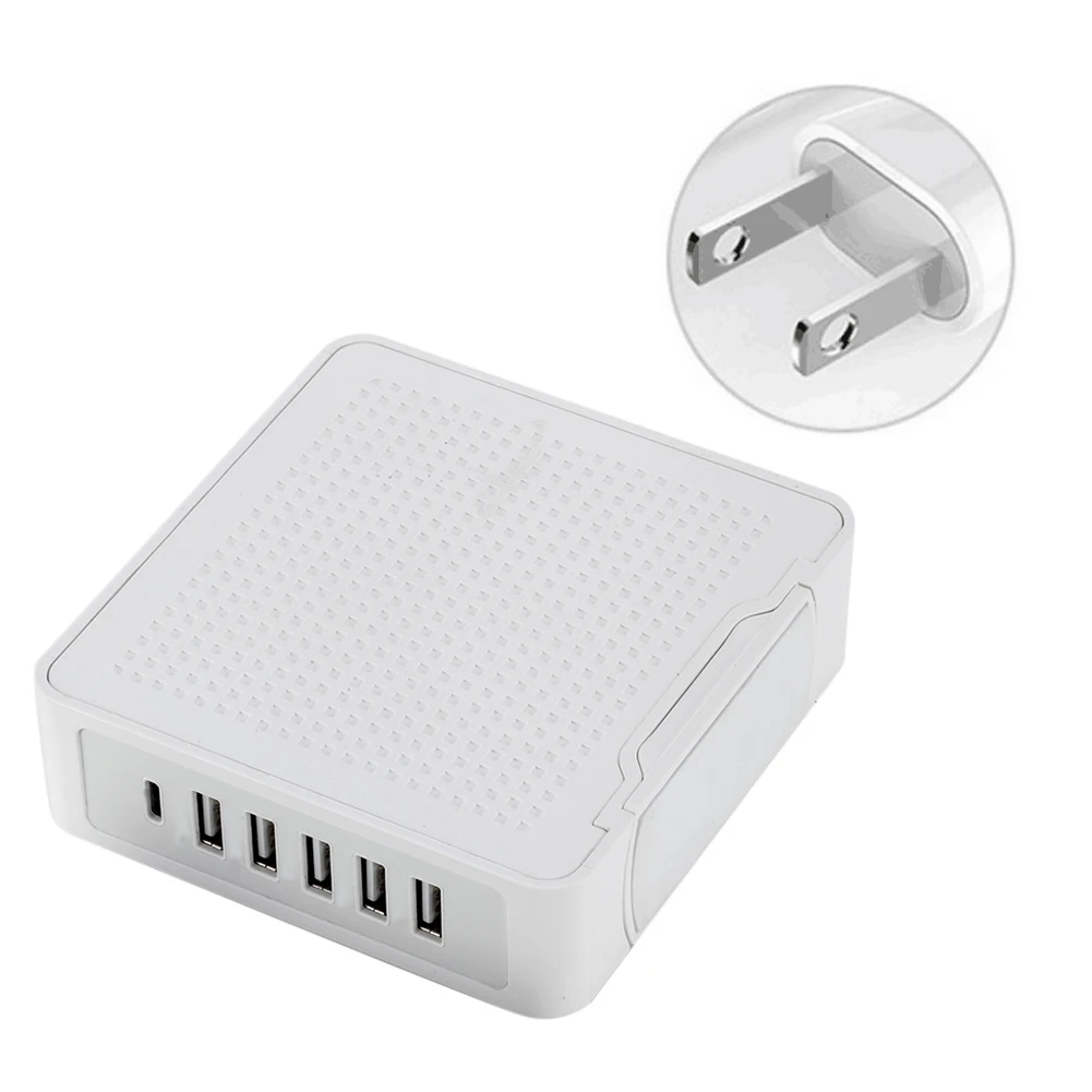 المحمولة 6 منافذ Usb 10A سريعة تهمة نوع-C اللوحي وحدة شاحن قفص الاتهام محول