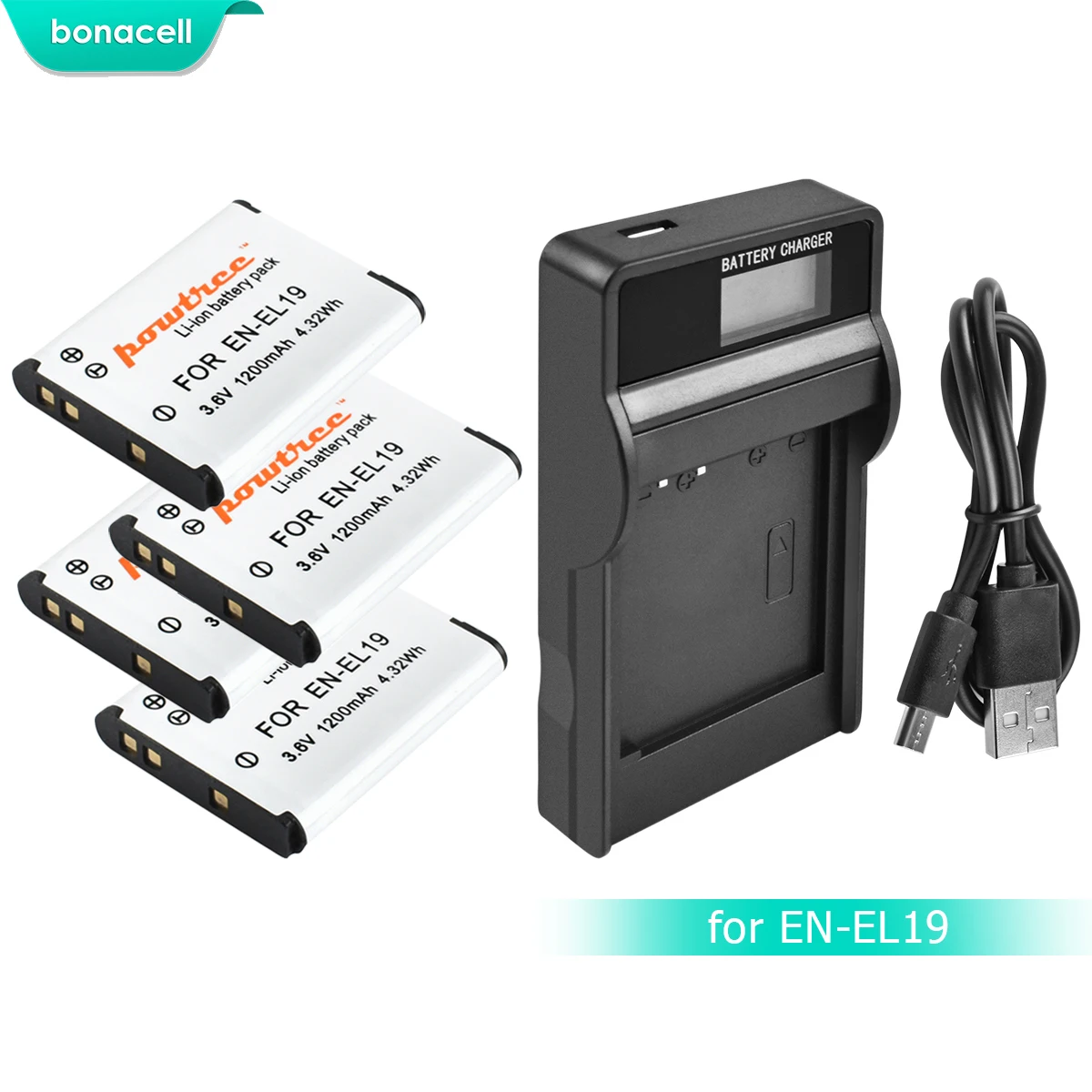 Bonacell 1200 мАч ENEL19 EN EL19 батарея + ЖК зарядное устройство для Nikon Coolpix S32 S33 S100 S2500 S2750 S3100