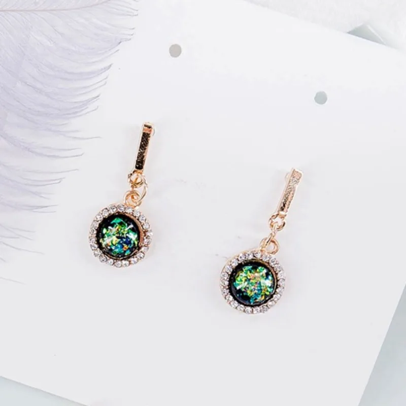 

Ins Concise Fashion Personality Small Exquisite Temperament Green Rhinestone Crystal Stud Earrings For Women Jewelry Accessories