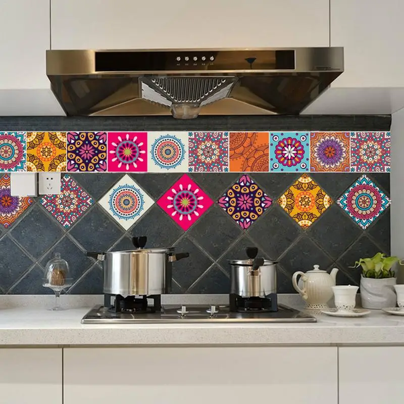 10Pcs PVC New Art Mosaic Tile Stickers Abstract Pattern Style Simple Decorative Bathroom Kitchen Self Adhesive Wall Stickers