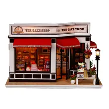 1/24 миниатюрный набор для кукольного домика DIY деревянный для торта магазин модель с огнями музыкальная шкатулка развивающие игрушки подарок на день рождения для детей и взрослых