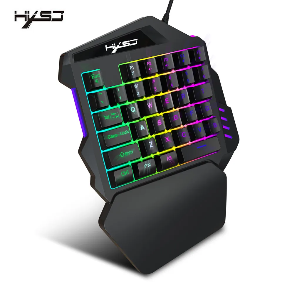 

HXSJ V100 35 Keys One-hand Gaming Keyboard Colorful Backlit Game Keyboard 1.6 m USB Cable for PC MacbookAndroid Windows-System