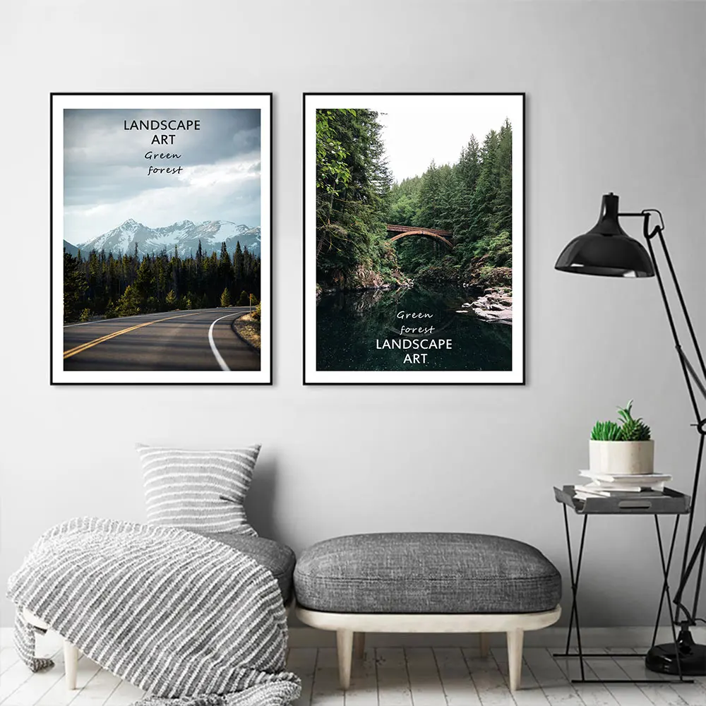 

Landscape Snow Mountain Forest Posters and Prints Print on Canvas Wall Art Picture Paiting for Living Room Home Decor No Frame