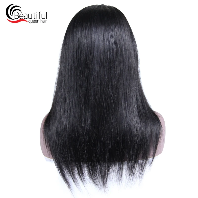 Brazilian 10A Lace Front Human Hair Wig 130% Density Straight Virgin Hair Wig Prepluncked Swiss Lace With Baby Hair 12-24 Inch