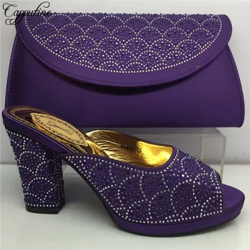 

Purple Color Woman Shoes And Bag Set Italian Style High Heels Shoes And Bag Set For Party Dress Yellow Free Shipping BL175C