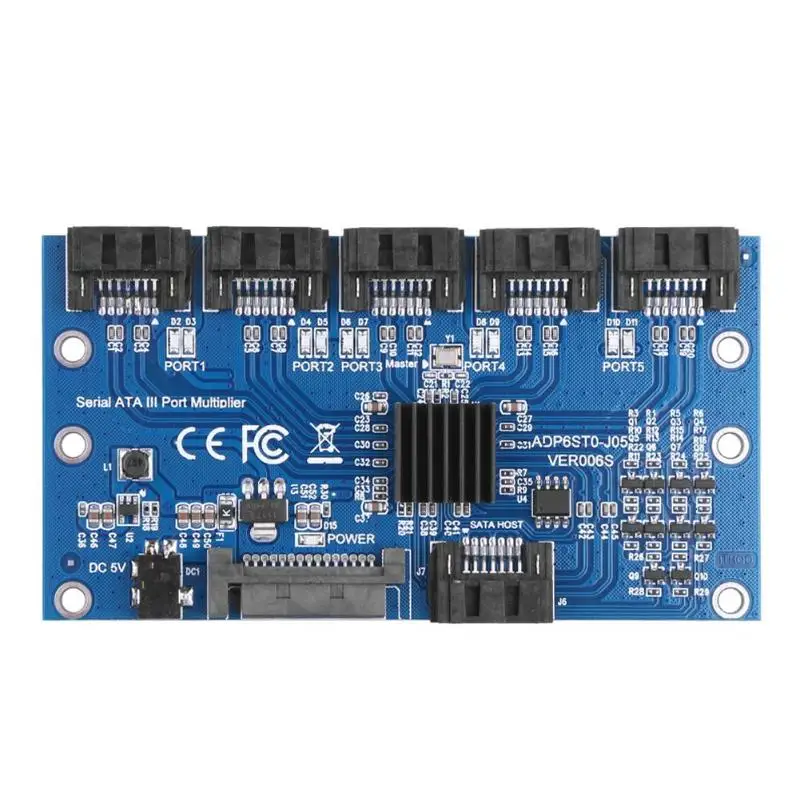 Controller Card Motherboard Sata Expansion 1 To 5 Port Sata3.0 6Gbps Multiplier Riser Adapter For Computer | Компьютеры и офис