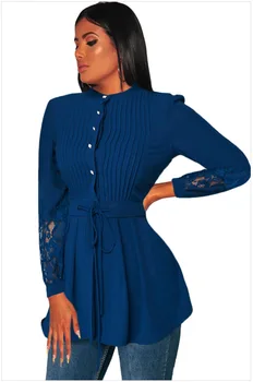 

Plus Size Women Blouse Shirt Long Sleeve Lace Blusas Femininas Solid Spring Womens Tops And Blouses 2019