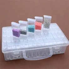 64pcs Clear Solid Diamond Painting Tools Beads Container Diamond Embroidery Stone Storage Box