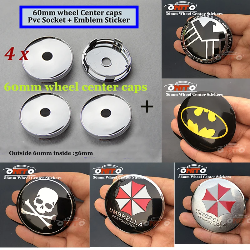 

4pcs/set 60mm Eagle Bone Batman Car wheel center caps wheel emblem logo Badge For Audi Jeep Subaru dodge Buick Seat skoda..