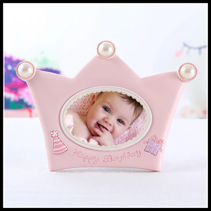 

Crown Shaped Photo Frame Pink Baby Picture Frame Blue Photo Backdrops Boy Girl Birthday Gift Decoration