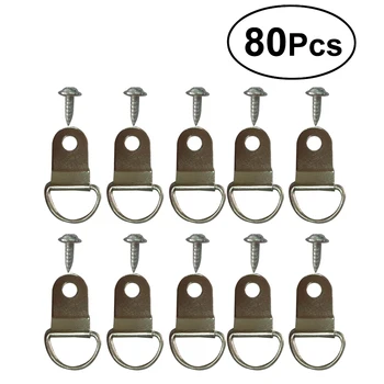 

80 Single Hole Hangers Cross Stitch Heavy Duty D-ring Shape Pictures Painting Hanger Hanging Hook with Screws for Home Supplier
