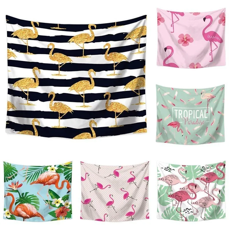 

110*130cm Flamingo Tropical Wall Cloth Tapestry Polyester Hanging Wall Carpet Decorative Tablecloth Blanket Home Decor 60028