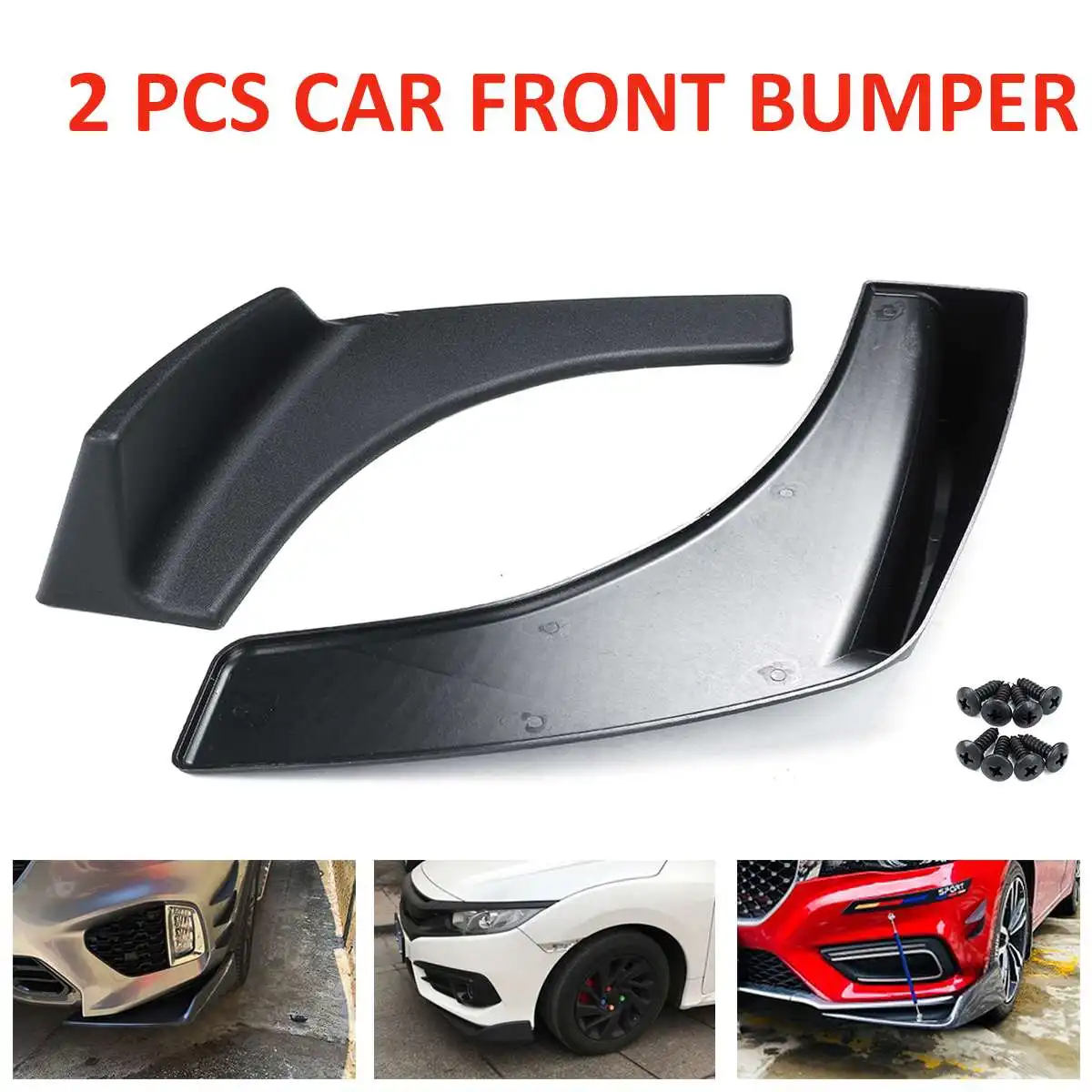

2Pcs 30x4 Inch Universal Car Front Rear Bumper Lip Diffuser Wrap Angle Splitters Winglets Canards Car Accessories Protector