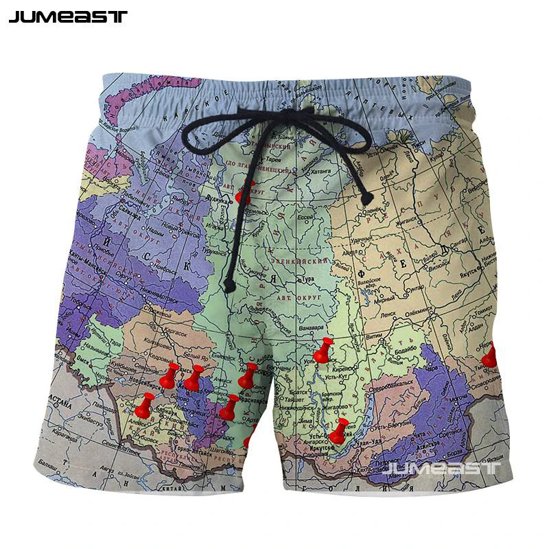 Мужские спортивные шорты Jumeast повседневные свободные с 3D-принтом карты мира
