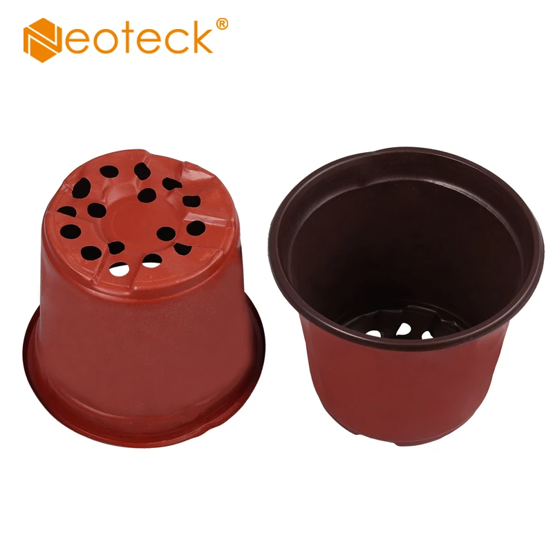 Neoteck 100pcs Dual Color Plastic Garden Nursery Pots Flowerpot Plastic Garden Nursery Pots Flowerpot