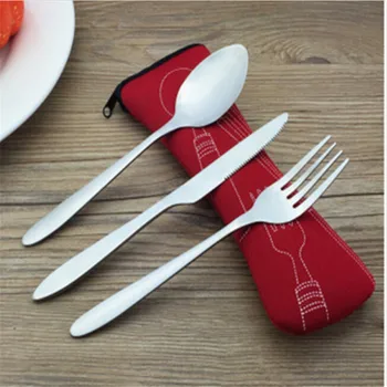 

3pcs Portable Dinnerware Set Stainless Steel Contracted Solid Knife Fork Spoon Travel Foldable Knife Outdoor Camping Cutlery New