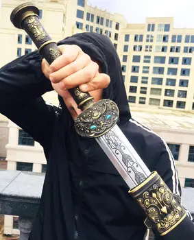 

High Quality Metal Handle Chinese Han Tang KungFu Battle Sword Jian T1095 Carbon Steel Sharp Home Decorate Real Knife Sword