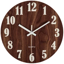 Reloj de pared de madera con función de luz nocturna de 12 pulgadas estilo rústico Vintage rústico de estilo toscano para cocina, oficina, hogar silencioso y sin Tickin