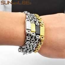 SUNNERLEES 316L браслет из нержавеющей стали 8 мм геометрические византийские звенья Цепочка Золото Серебро Черный для мужчин женщин ювелирные изделия подарок SC120 B