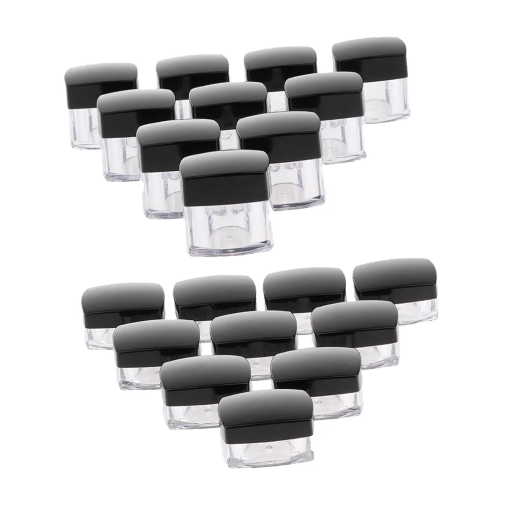 

Perfeclan 20Pcs 10+20g Acrylic Empty Jars Cosmetic Eye Shadow Nails Powder Jewelry Container - Refillable/Reusable