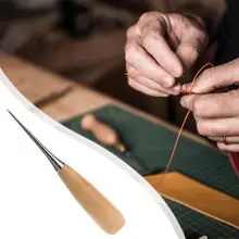 Ручной работы кожа Awl ручка из плотной древесины DIY шило для шитья иглы обувь ремонт инструмент пройти конус иглы Кожа Инструмент аксессуары для шитья