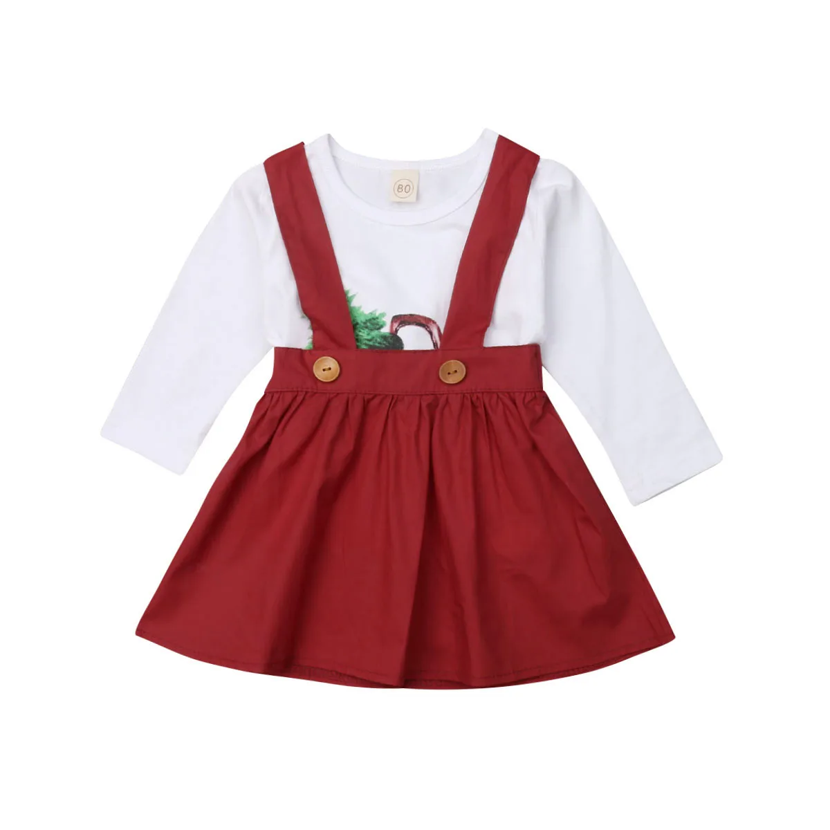 

Kid Baby Girl Long Sleeve Xmas Cartoon Tree Car Tops Tutu Dress Skirt Party Clothes Set