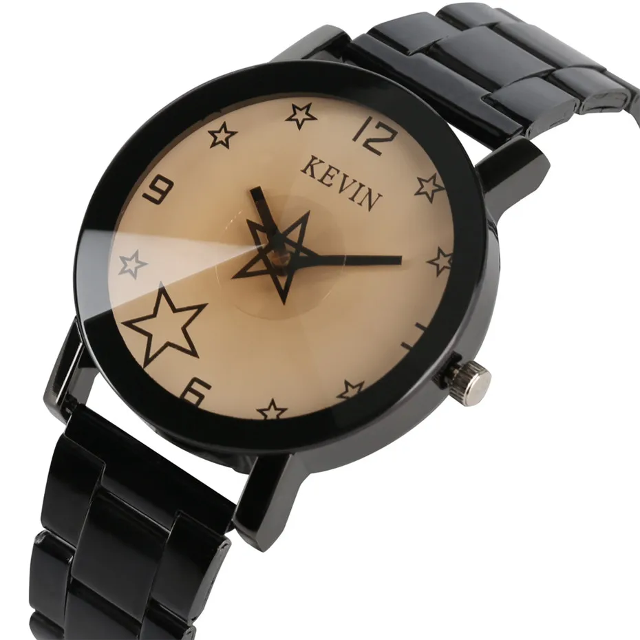 

KEVIN Strats Dial Creative Watches Men Black Metal Band Fashion Women Wrist Watch 2018 New Brand Man Sport Clock Hour Gifts