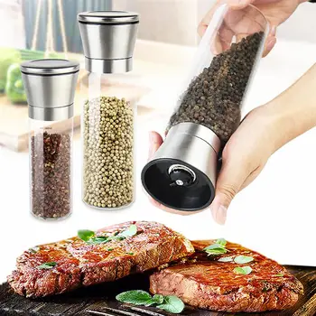 

Salt Pepper Grinder Herb Mills Pepper Muller Adjustable Coarseness Stainless Steel Glass Spices Shaker Kitchen Shredder Chopper