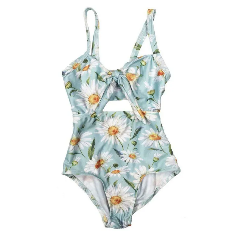

One piece Toddler kids Floral print bandage Cute Tankinis swimwear Hot summer 2019 Holiday swimming High waist beach Girls 1-6Y